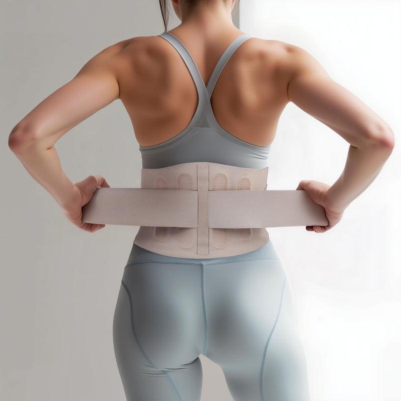 [Australia] - Slim Fit Lower Back Brace – Ultra-Thin Ergonomic H-Shaped Resin Support, Seamless Design for Strong & Comfortable Lumbar Support, Lightweight & Discreet Back Brace (Beige, Large) Beige 