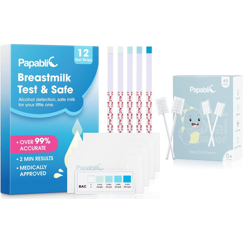 Papablic Baby Tongue Cleaner and Alcohol Test Strips for Breastmilk