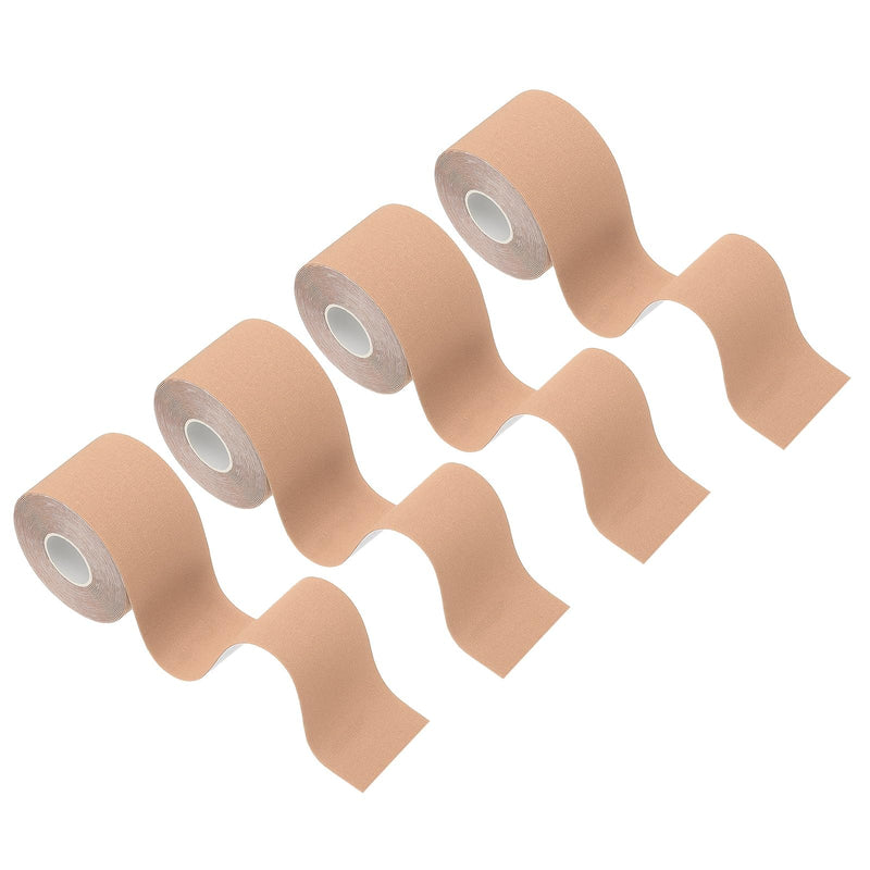 PATIKIL 5.5 Yard x 2 Inch Kinesiology Tape, 4 Roll Adhesive Cotton Sports Muscle Support Tapes Waterproof Elastic Tape for Knee Ankle Wrist Shoulder, Skin Color