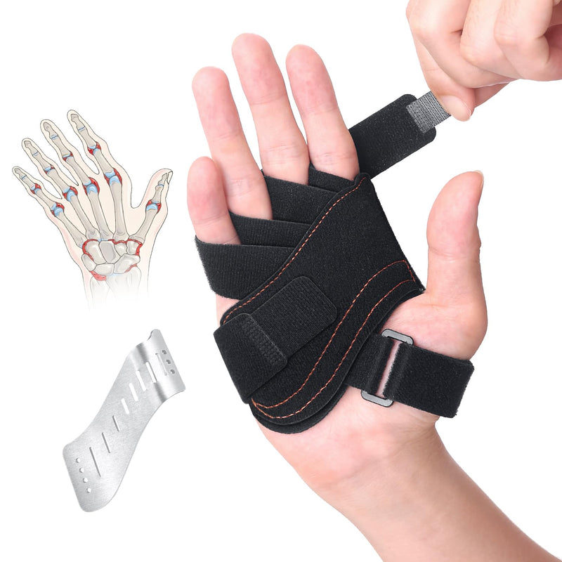 [Australia] - DrFinger Finger Ulnar Deviation Splint Brace, Finger Joint Deviation Orthopedic Corrector With Metal Bracket-Black-(Right-M) Black Right-M 