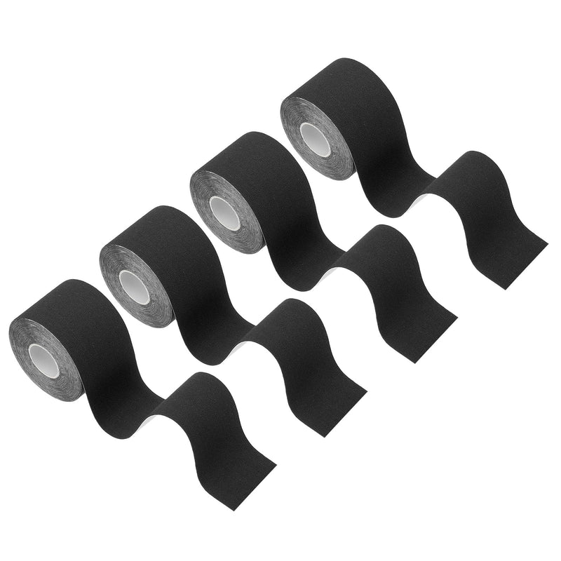 PATIKIL 5.5 Yard x 2 Inch Kinesiology Tape, 4 Roll Adhesive Cotton Sports Muscle Support Tapes Waterproof Elastic Tape for Knee Ankle Wrist Shoulder, Black