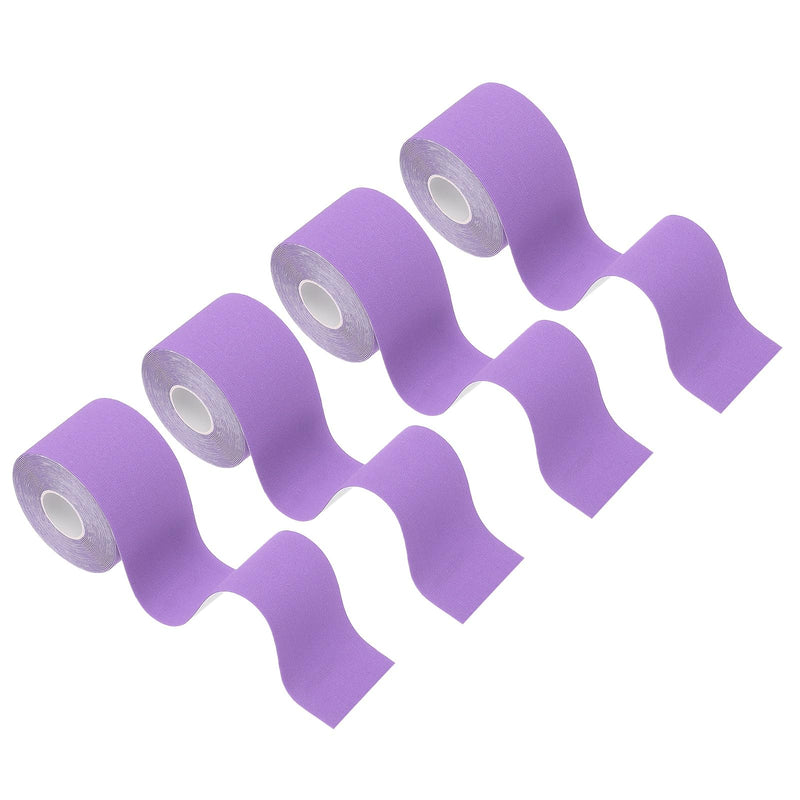 PATIKIL 5.5 Yard x 2 Inch Kinesiology Tape, 4 Roll Adhesive Cotton Sports Muscle Support Tapes Waterproof Elastic Tape for Knee Ankle Wrist Shoulder, Purple