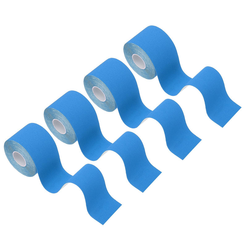 PATIKIL 5.5 Yard x 2 Inch Kinesiology Tape, 4 Roll Adhesive Cotton Sports Muscle Support Tapes Waterproof Elastic Tape for Knee Ankle Wrist Shoulder, Blue