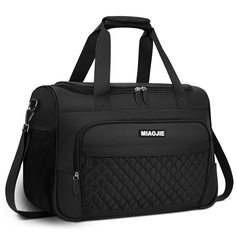 Travel Duffle Bag for Women, Underseat Carry On luggage Bag Foldable Overnight Weekender Hospital Bag Lightweight Airplanes Personal Item Travel Tote Bag for Women Birthday Gifts, 16IN Black