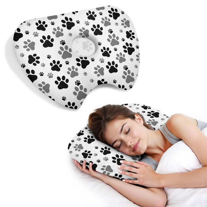 [Australia] - Ear Piercing Pillow with Ear Hole for Side Sleeper Relief Ear Pain,Ear Pillows with Washable Cover,Washable Ear Guard Pillow,White Black 