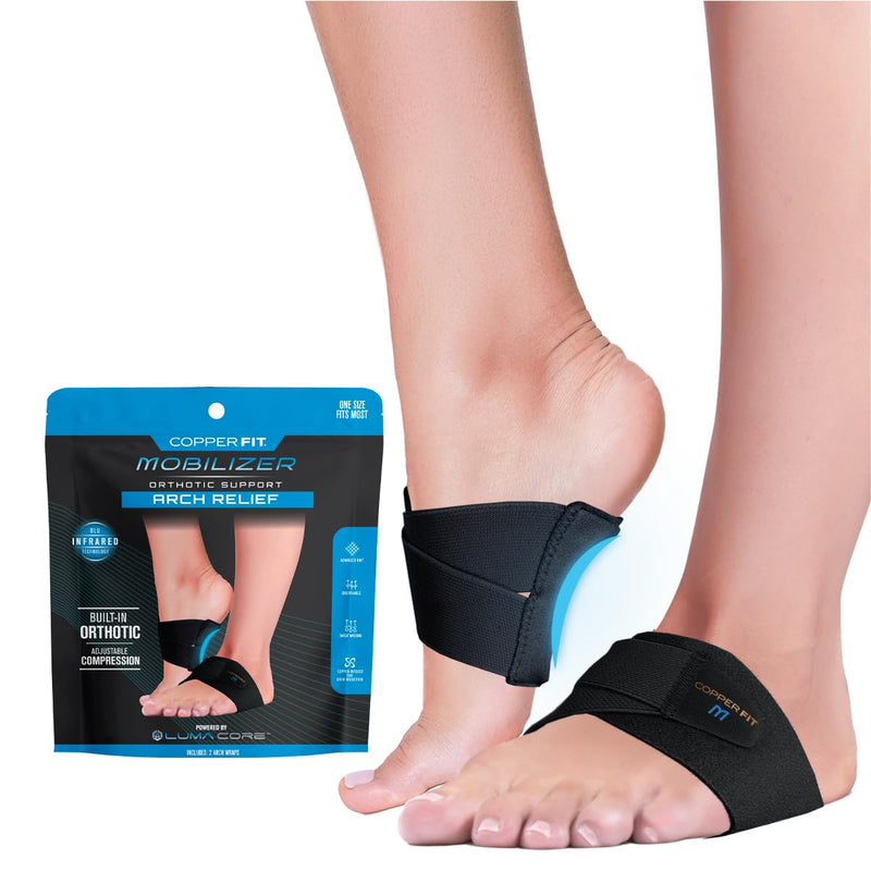 [Australia] - Copper Fit Mobilizer Arch Flex Wrap – Adjustable Compression – Advanced Relief & Recovery from Foot Pain, Plantar Fasciitis, Heel Spurs, Swelling & Inflammation – One Size Fits Most - Foot Support for Men & Women 