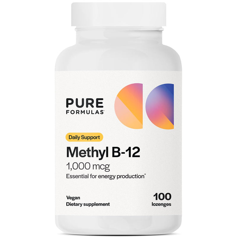 PureFormulas Methyl B12 Lozenges for Energy Boost & Nervous System Support, Vegan B12 Supplement with Methylcobalamin, Gluten-Free & Dairy-Free, Easy Absorption - 100 Count
