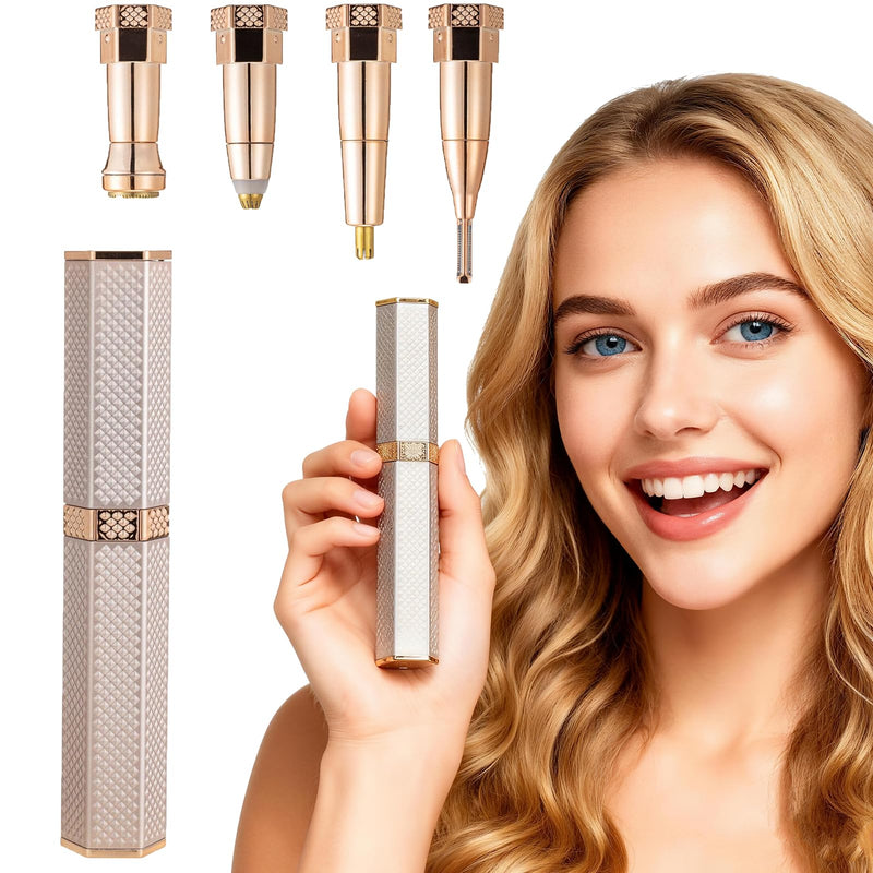 [Australia] - Facial Hair Remover for Women Face, 4 in 1 Electric Eyebrow Trimmer for Nose Neck Leg Arm Armpit Bikini Hair with USB Cable 