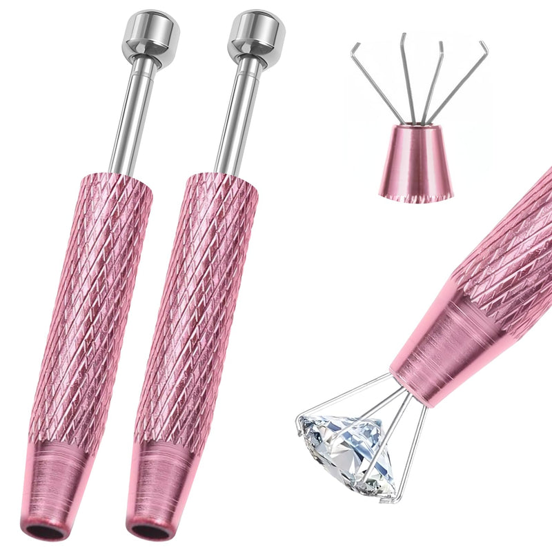 [Australia] - 2 PCS Piercing Ball Grabber Tool, 4 - Claw Stainless Steel Jeweler Pick Up Tools,Septum Ball Screw Tool for Piercing Changing/Removal/Holder,Earring Pearl Grabber for Jewelry/Electronic Components 2pcs Pink 