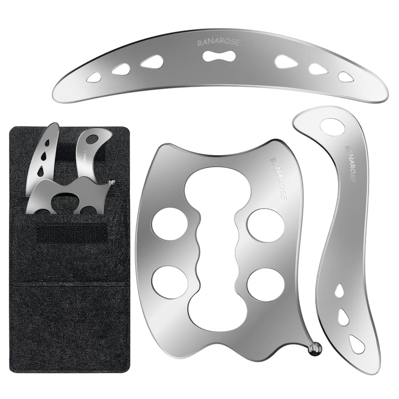 [Australia] - 3 Pack Stainless Steel Guasha Tool, Muscle Scraper Tools for Full-Body Massage, Muscle Relief, Physical Therapy & Myofascial Release L3 