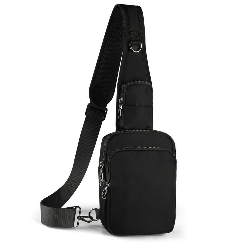 Sling Bag, Crossbody Bag with Zipper Lock, RFID Blocking & Water Resistant for Men and Women Black