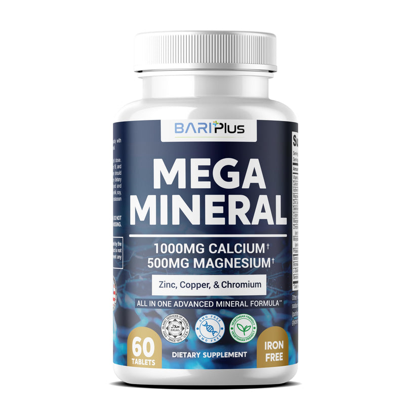[Australia] - Mega Mineral ‚Äì Complete Complex with Vitamin D, Calcium, Magnesium, Zinc, Potassium, Boron, Selenium, Chromium & 72 Trace Minerals ‚Äì Iron-Free ‚Äì USA Made ‚Äì 60 Tablets 