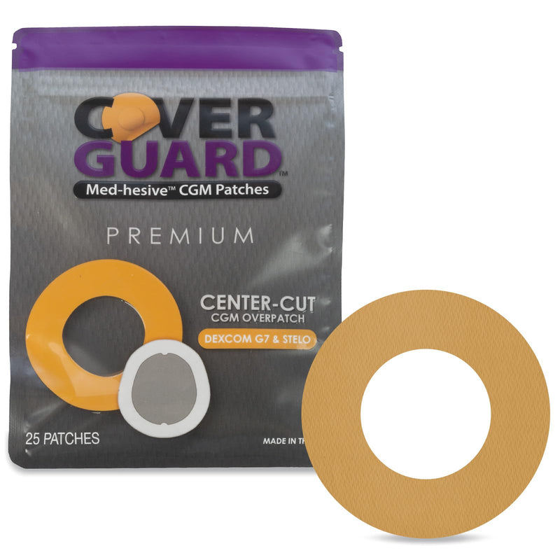 [Australia] - CGM Overpatch | Dexcom G7, Stelo | Tan Center-Cut Design| 25-Count | Waterproof Adhesive | Anti-Fray | Easy Application & Removal | Made in USA | Sensor Protection 