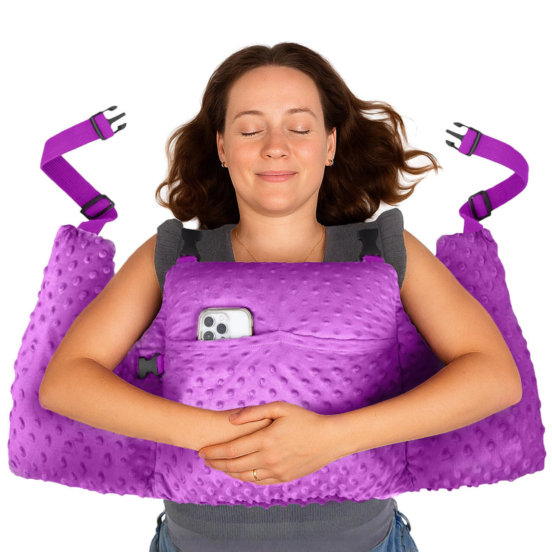 [Australia] - MOYOAMA Post Mastectomy Pillow – Hands-Free Protection with Secure Strap & Easy-Clean Washable Cover Breast Surgery Must Haves,Breast Reduction Recovery Supplies,Breast Augmentation,Post Op Essentials Field Lavender 