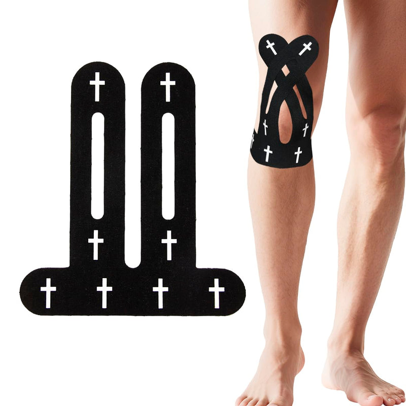 12 Pcs Cross Kinesiology Tape for Knee, Christian Athletic Tapes Religious Sport Bunion Tape Cross Black precut Kinesiology Tape for Knees Support & Stability Sports Gymnastics Tennis Breathable