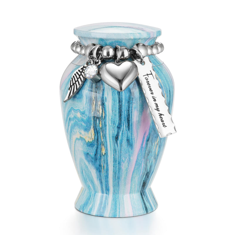 [Australia] - Dletay Small Urns for Human Ashes Keepsake 2.85 Inch Memorial Mini Cremation Urn for Women Men Aluminum Decorative Funeral Urns - Ocean Blue 