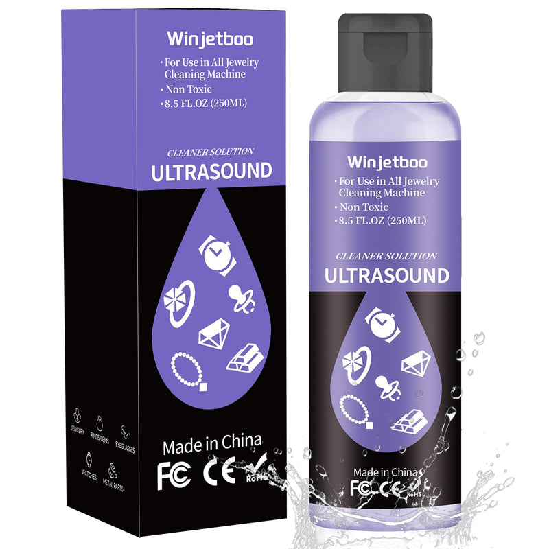 [Australia] - Ultrasound Jewelry Cleaner Solution, Use in All Ultrasound Jewelry Machines, Rings and Eyeglass, Performance Liquid Cleans Solution for Diamonds, Gold, Earrings, and Watch, 8.5 oz/250 ml Purple ( 250 Ml Jewelry Cleaner Solution） 