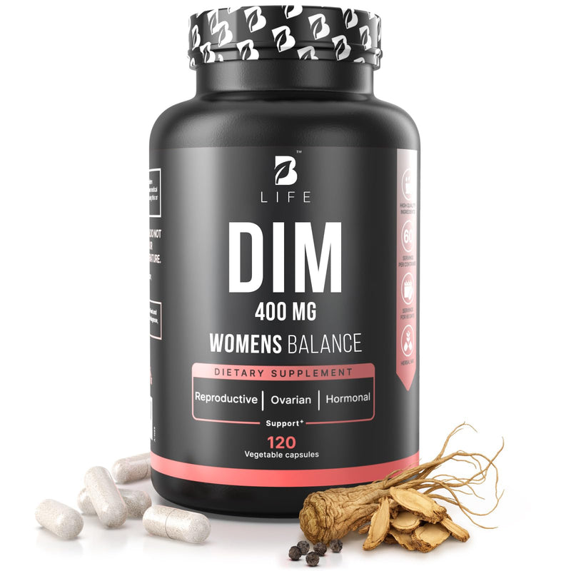 [Australia] - DIM Supplement 400 mg with Myo & D-Chiro Inositol, Dong Quai - PCOS Supplements – Hormone Balance for Women – Fertility Supplements – Inositol Supplement - 120 Caps 120 Count (Pack of 1) 