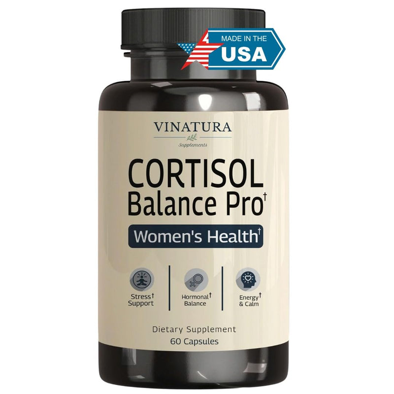 [Australia] - VINATURA Cortisol Supplements for Women - Cortisol Detox and Management - Adrenal Support, Stress Support, 60 Vegan Capsules 