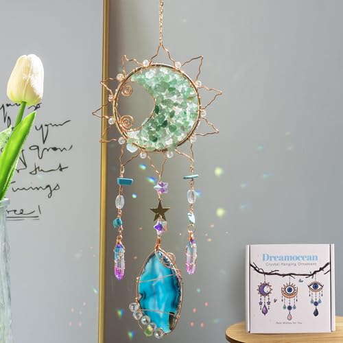 Boho Crystal Sun Catcher Indoor Window Prism Suncatcher Crystals Green