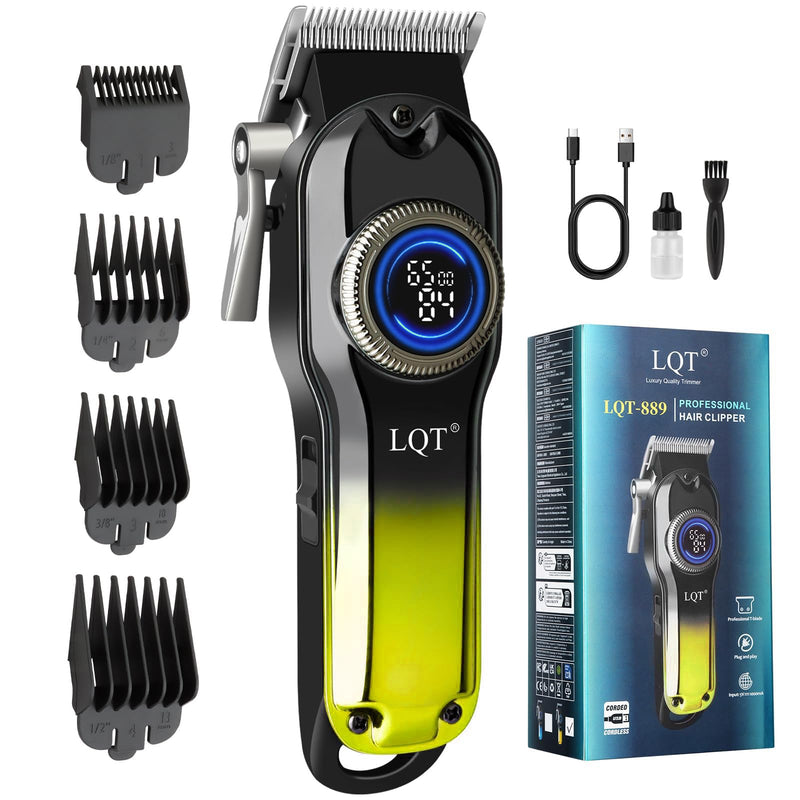 [Australia] - LQT® Hair Clippers for Men Professional, Body Hair Trimmer & Cordless Grooming Set with LED Display Zero Gap Clippers,Fade Haircut Kit, Electric Hair Cut Machines- Ideal Gifts for Men (Gold) Gold 