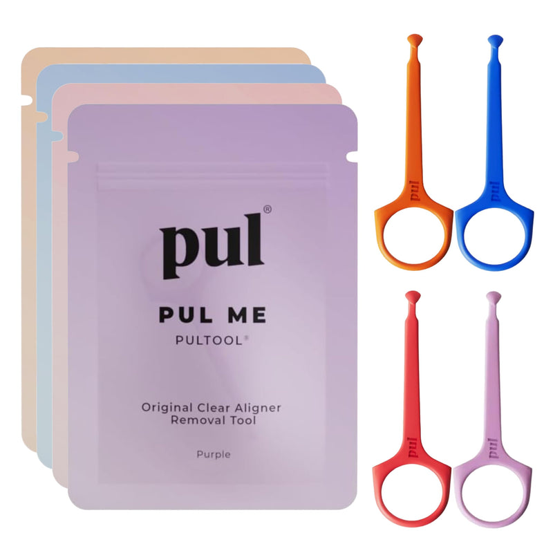 [Australia] - PUL Pack of 4 Reusable Clear Aligner Removal Tool — Compatible with Invisalign, Removable Braces, Retainers & Trays – Easy-to-Use Device Remover, Dental & Oral Hygiene Care Product Purple + Blue + Orange + Pink 