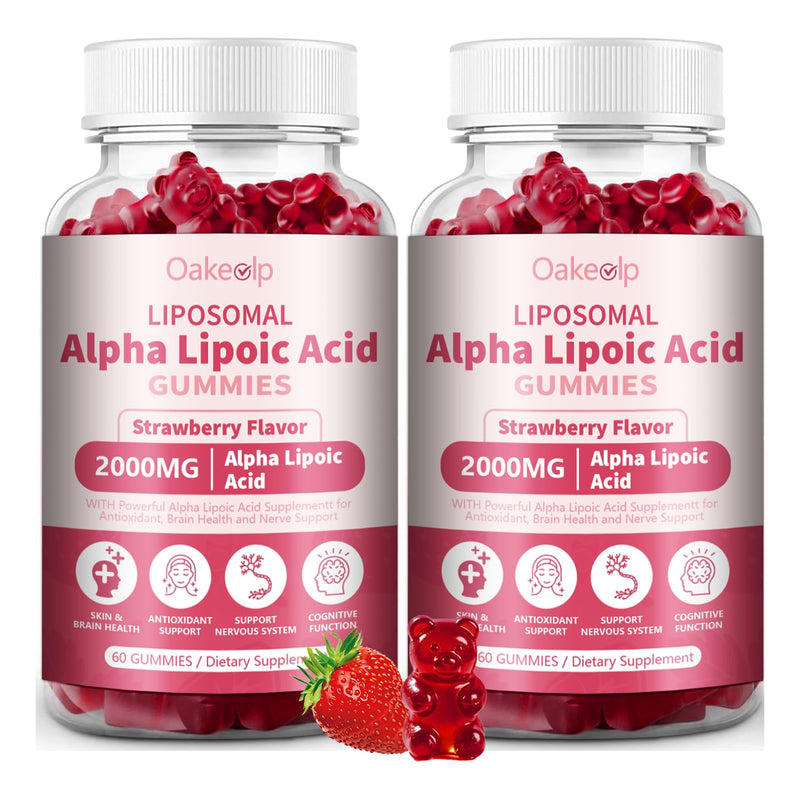 [Australia] - 2 Pack Liposomal Alpha Lipoic Acid Gummies 2000mg Gummies,High Potency ALA Complex Biotin & Benfotiamine for Antioxidant, Brain Health and Nerve* Support,Liposomal Enhance 98% Absorption 60 Count (Pack of 2) 