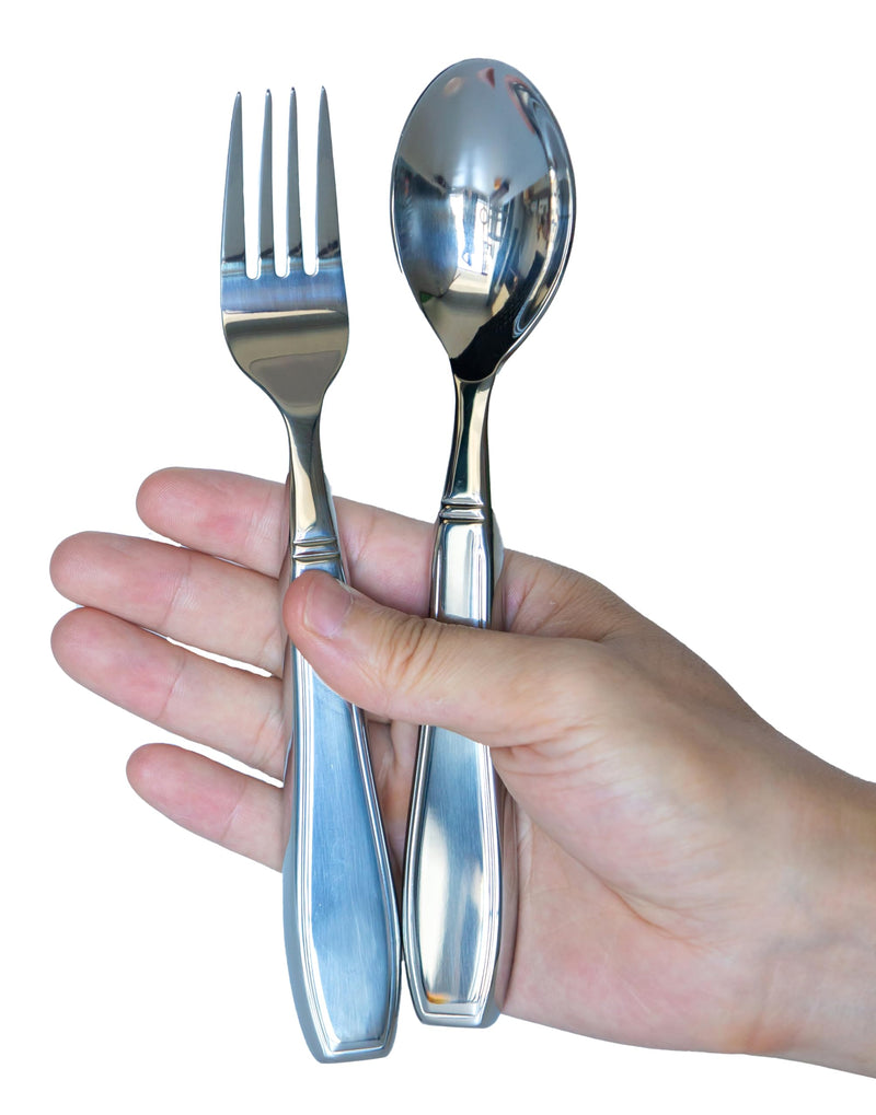 [Australia] - Weighted Utensils for Hand Tremors, Adaptive flatware Stainless Steel Spoon and Fork Set for Elderly, Arthritis, Parkinson‚Äôs, Pack of 2 