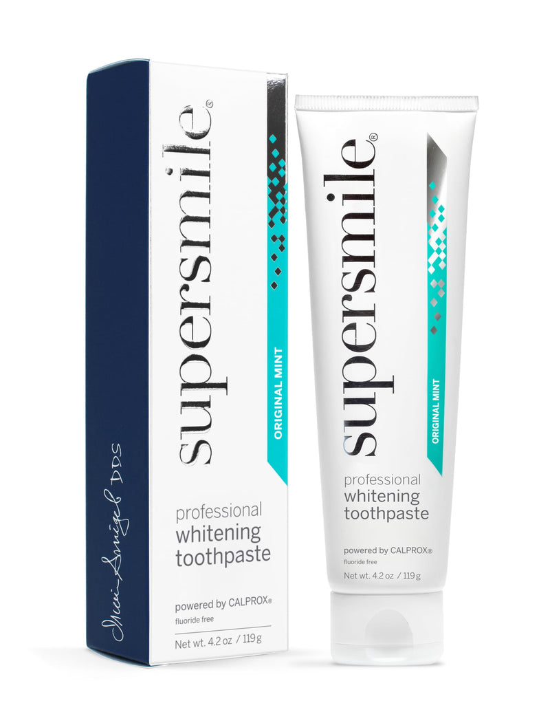 [Australia] - Supersmile Professional Teeth Whitening Toothpaste - Fluoride Free for Visibly Brighter Smile - Whitens up to 6 Shades Original Mint Flouride Free 4.2 Ounce (Pack of 1) 
