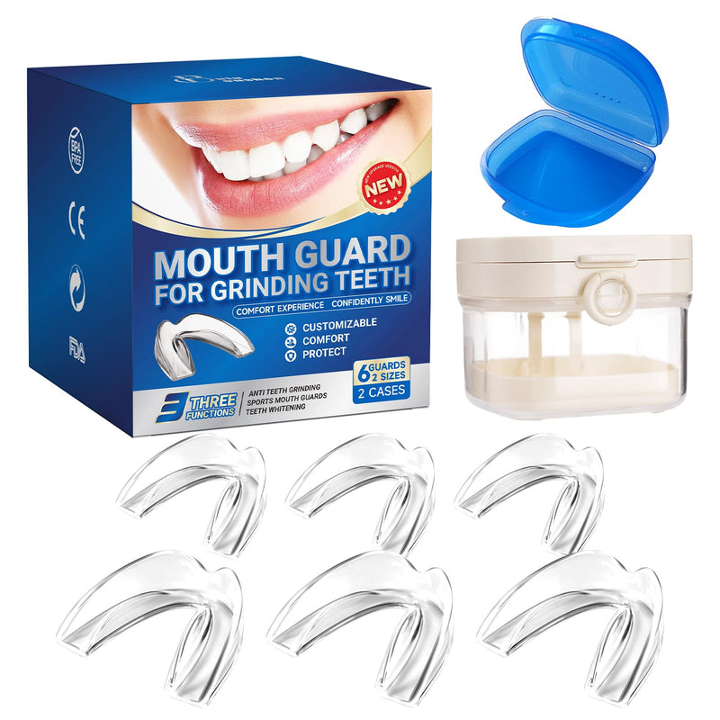 [Australia] - Mouth Guard for Grinding Teeth at Night，buluoushen Night Guards for Teeth Grinding，2 Size Mouth Guard for Sleeping，2 Travel Case 