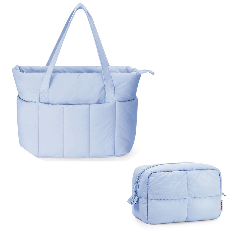 Narwey Puffer Travel Tote Bag with Puffy Makeup Bag