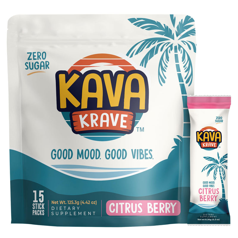 [Australia] - Citrus Berry Kava Drink Mix ‚Äì 15 Pack for Natural Energy, Mood Support, Stress Relief & Nootropic Focus 15 Stick Packs 