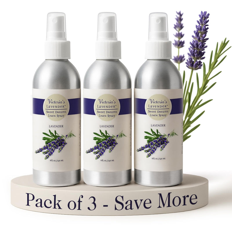 Victoria's Lavender Linen Spray - Aromatherapy Pillow Mist, 3 Pack, 8oz | Soothing Lavender Essential Oil for Bed and Pillow Comfort, Ideal Holiday Gift, Handmade in Oregon - Made in USA