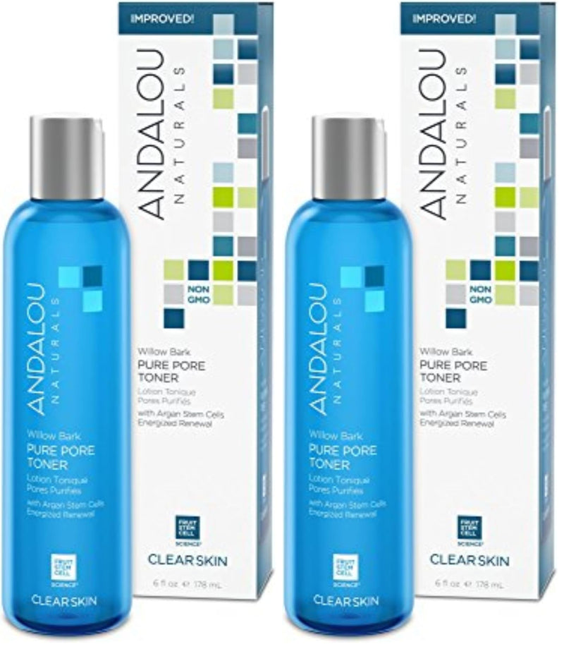 Andalou Naturals Toner Ounces, Willow Bark Pure Pore, 6 Fl Oz (Pack of 2) 6 Fl Oz (Pack of 2)