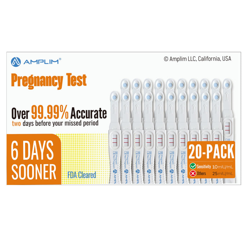 Early Detection Pregnancy Test Sticks 20 Pack for Women | 99.99% Accurate, Sensitive Midstream Home Urine Test Kit, 2-Sec Reliable Results 6 Days Sooner, 10 mIU/mL HCG 20-Pack
