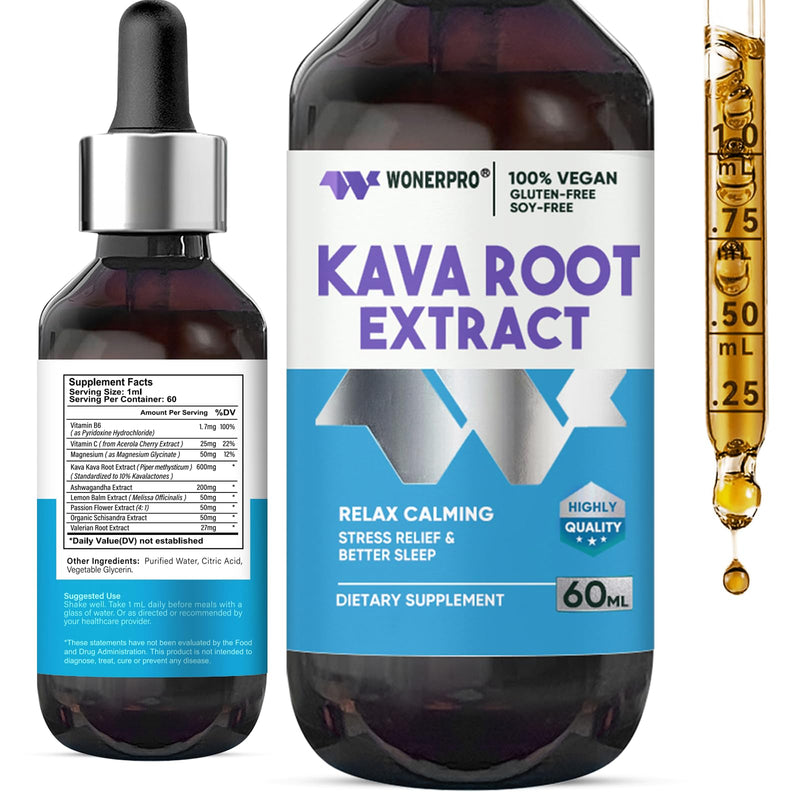 [Australia] - Kava Kava Root Extract - Traditional Botanical Blend for Relaxation - Organic Liquid Drops with Valerian Root & Passion Flower - Vegan, Gluten-Free, Non-GMO - 60ml WhiteÔºàkavaÔºâ 