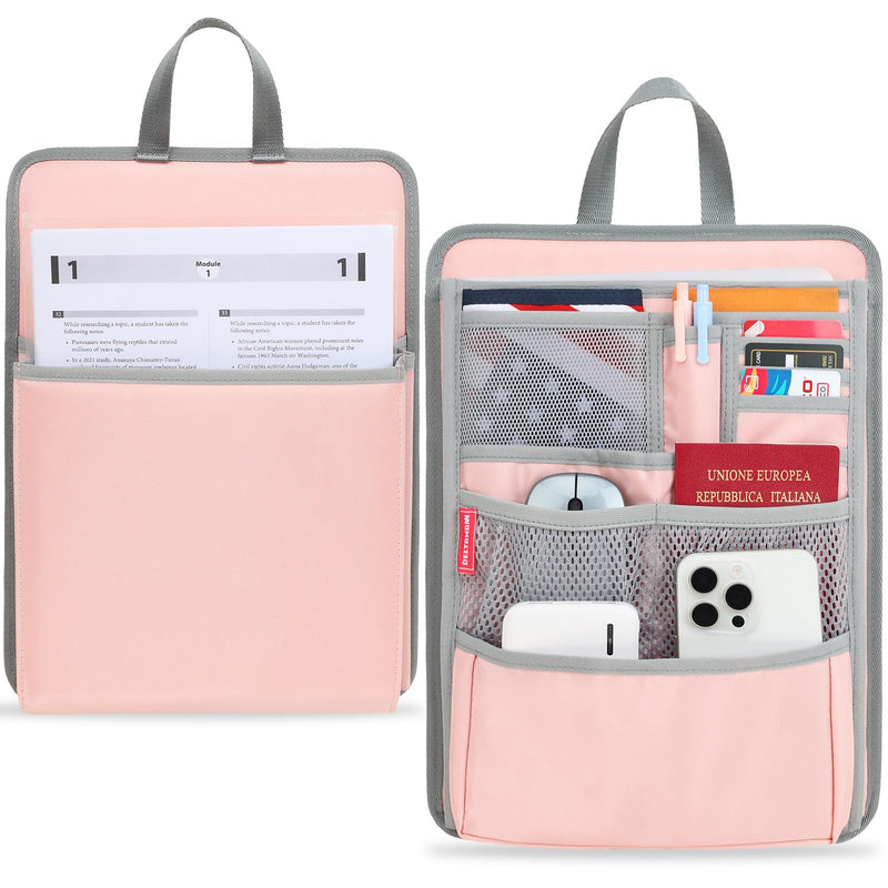 Slim Rugged Backpack Organizer Insert for Business Casual Men Women -13 Pockets,Padded Nylon,Max 14'' laptop- Pink
