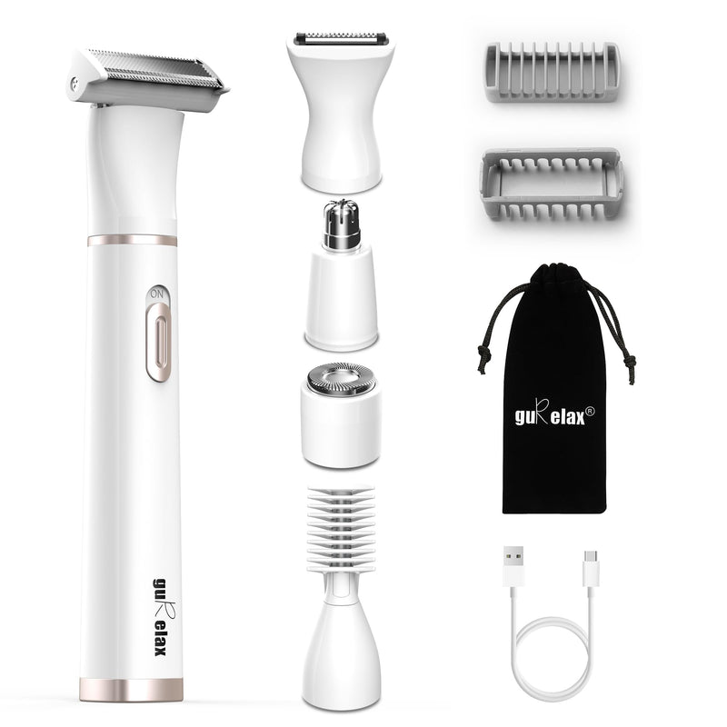 [Australia] - Gurelax Electric Body Hair Trimmer - Groin Trimmer for Men - Bikini Trimmer Women - 5-in-1 Lady Shaver Groomer, IPX7 Waterproof Razor Heads&USB Recharge with Travel Bag 