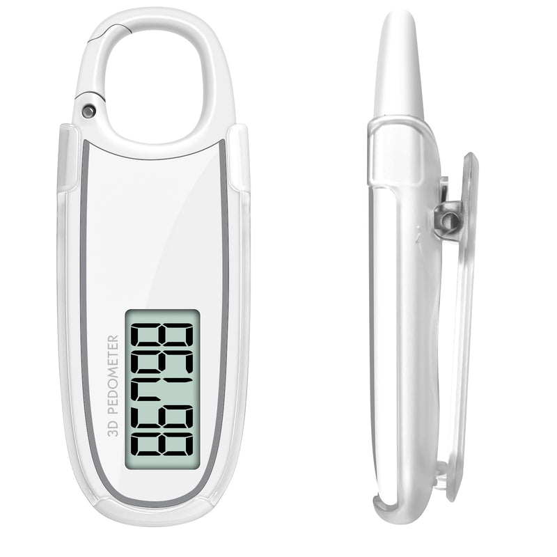 [Australia] - Digital 3D LCD Pedometer, Black, Compact Electronic Step Counter with Display Screen, Fitness Activity Tracker White 