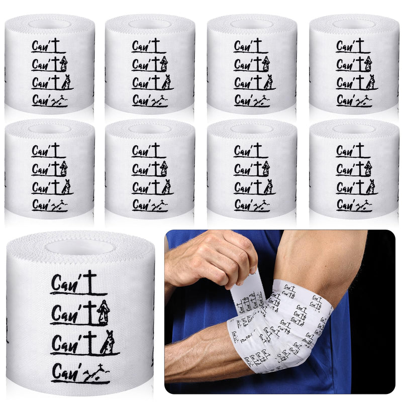 [Australia] - 8 Roll Christian Athletic Tape 2in x 23ft Cotton Zinc Oxide Religious Bible Verse Cross Tape Jesus Soccer Wrist Wrap Christmas Christian Gift Sport Baseball Football Boxing Wrap, White 