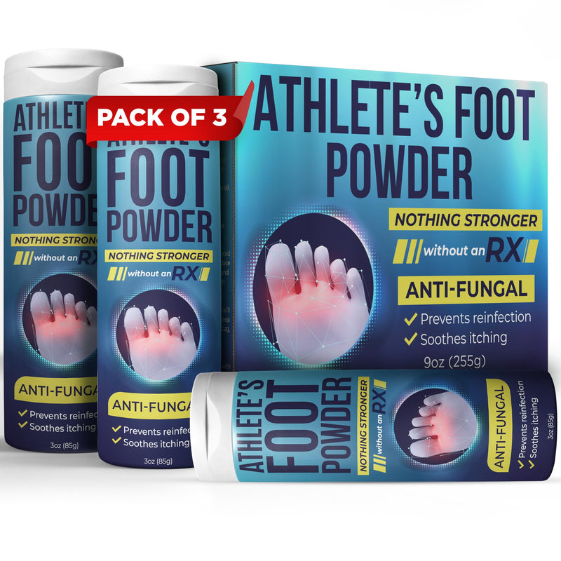 Athlete's Foot Powder with Miconazole Nitrate 2% Controls Odor & Fungus | Relieves Itchy, Burning Feet & Controls Odor, Athlete's Foot Treatment Helps Prevent Fungus & Reinfection, 3 oz Pack of 3