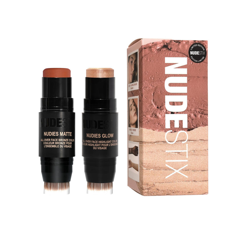 [Australia] - Nudestix Baby Nude Skin Kit – Full-Size Cream Blush & Highlighter Stick Duo for Natural Glow | Multi-Use Makeup for Cheeks, Lips & Eyes | Vegan, Cruelty-Free, Clean Beauty Essentials 