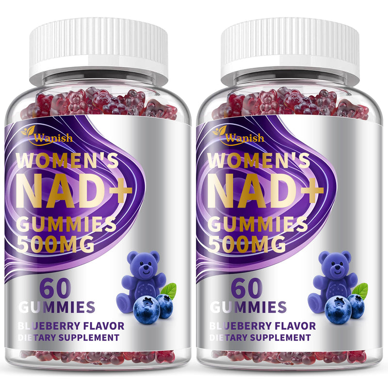 Wanish （2 Pack） NAD Gummies Supplements for Women, Pure 500mg NAD - Cell Regeneration, Energy & Metabolism Support, Vegan,Sugar Free, Additives Free, Blueberry Flavor 30 Count (Pack of 2)