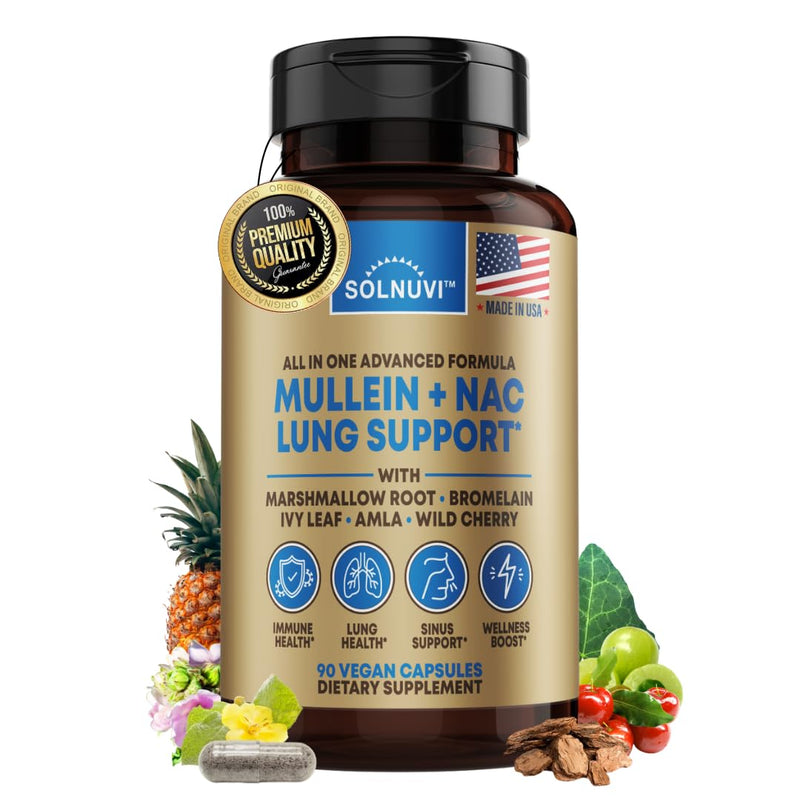 [Australia] - Mullein Leaf Extract & NAC Lung Detox Cleanse- N-Acetyl Cysteine, Marshmallow Root, Bromelain - Lung Health, Sinus, Mucus Removal Support Supplement for Smokers - 90 Capsules, Non-GMO, Gluten-Free 