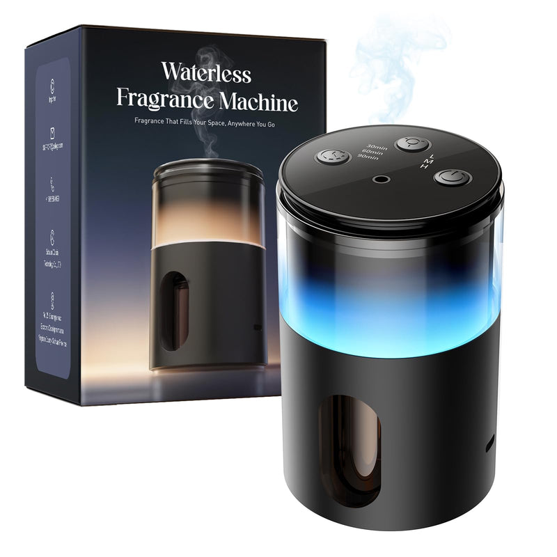 [Australia] - Waterless Essential Oil Diffuser: Battery Mini Scent Diffusers for Home&Car with 8 Color LED Night Light ‚Äî Cool Mist Aroma Machine Deep Black 