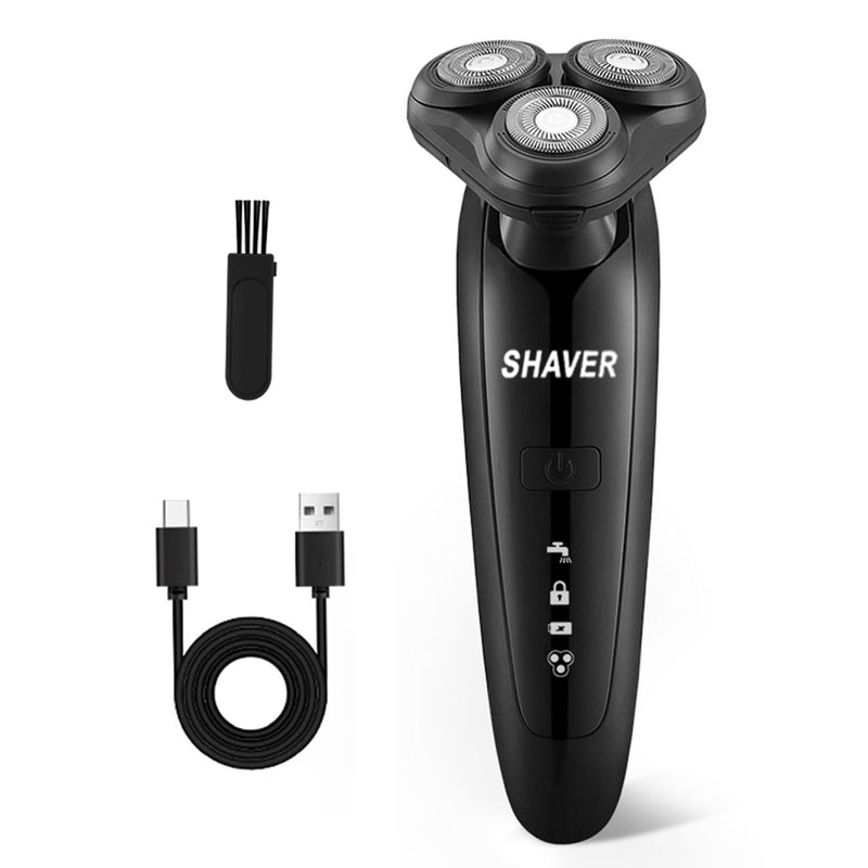[Australia] - Electric Razor for Men - Rechargeable Shaver 3D Precision Blades with Pop-up Trimmer - Rotary Cordless Shavers Washable Gentle on Sensitive Skin for Beard Sideburn Face with Travel Lock Men Gift Black 