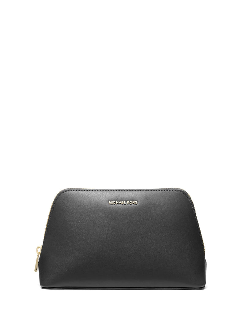 Michael Kors Women's Jet Set Medium Travel Pouch Small Silver-tone Hardware/Tenera Leather/Black