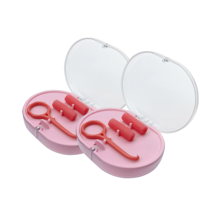 [Australia] - 2PCS Double-Layer Retainer Case with 2 Belt Chewing and 1 Removal Tool, Built in Mirror Orthodontic Travel Denture Case, Convenient Mouth Guard Case 2PCS Pink 