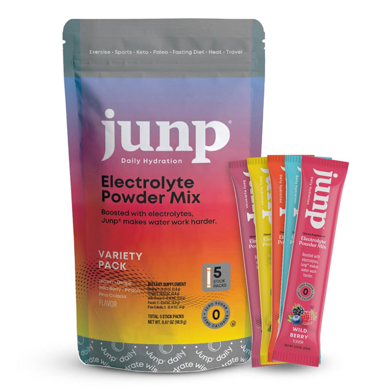 [Australia] - JUNP Sugar Free Electrolytes Powder Packets for Water Instant Hydration Packets with Salt & Potassium, Zero Calorie No Carbs No Sugar Keto Electrolyte Drink Mix Sticks, 5 Flavor Variety Pack, 5 Count 0.13 Ounce (Pack of 5) 