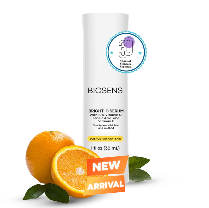 BIOSENS Vitamin C 10% Face Serum Anti Aging & Skin Brightening with Ferulic Acid & Vitamin E Boosts Radiance & Youthful Glow, Reduces Dark Spots & External Stressors 30 mL Vitamin C Serum | 2.5 Fl Oz